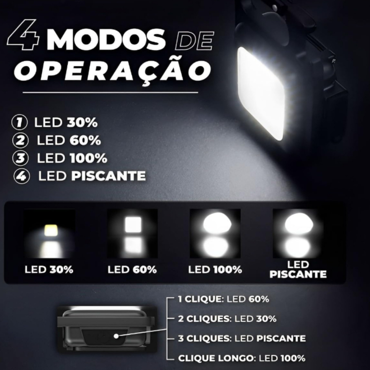 Mini Lanterna com LED 4 modos de luz, com abridor de garrafa e chaveiro - Imagem 2