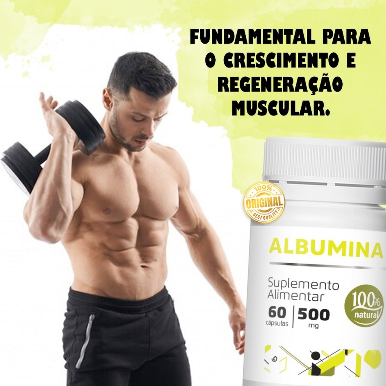 3x Albumina 60 cápsulas De 500mg Massa Muscular - Imagem 4