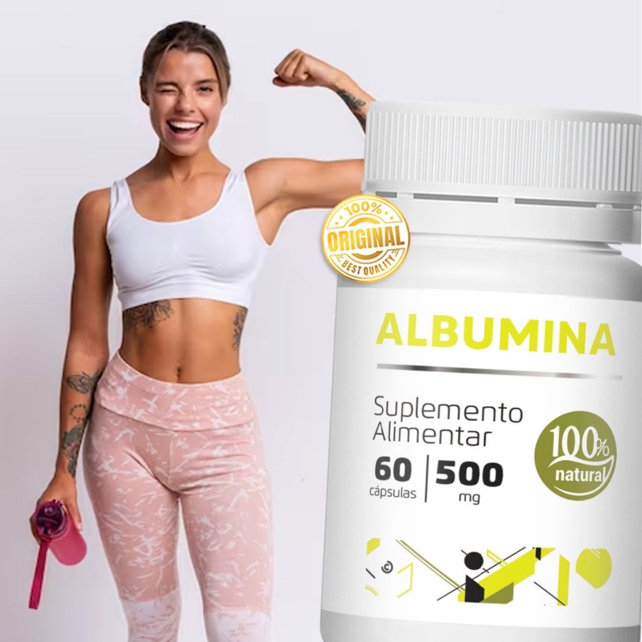 3x Albumina 60 cápsulas De 500mg Massa Muscular - Imagem 5